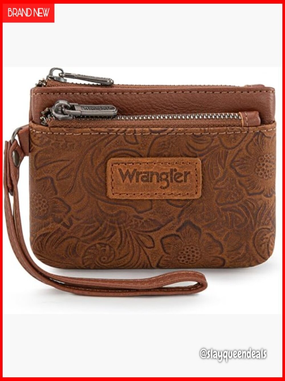 RFID-Blocking Wristlet Coin Purse, 3-Zipper Vegan Leather Change Pouch